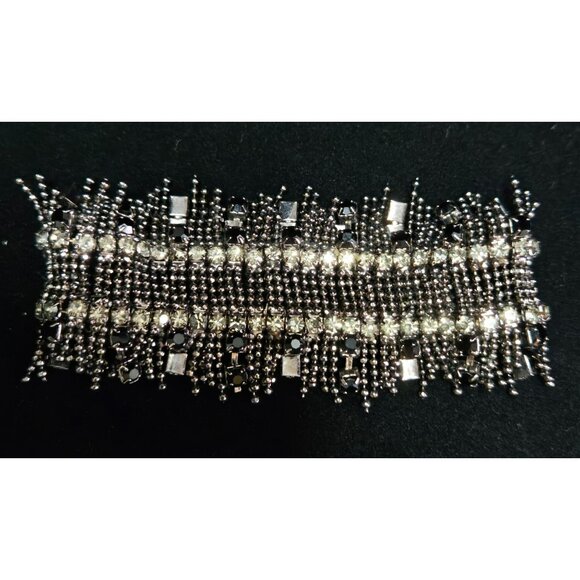 Lee Angel for Neiman Marcus Black, Grey Crystal Beaded Stretch Bracelet - Picture 2 of 7